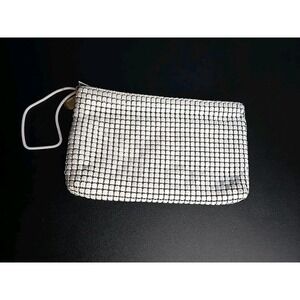 White Enamel 80s Mesh Glomesh style purse handbag Pouch VINTAGE‎ alumesh